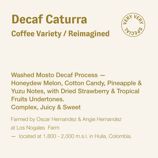 Decaf Caturra coffee variety / Reimagined, Oscar Hernandez &  Angie Hernandez, Colombia